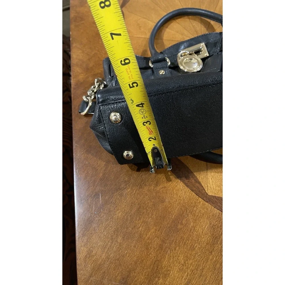 Michael Kors Hamilton Black Leather Satchel Tote‎ Chain Shoulder Bag Gold